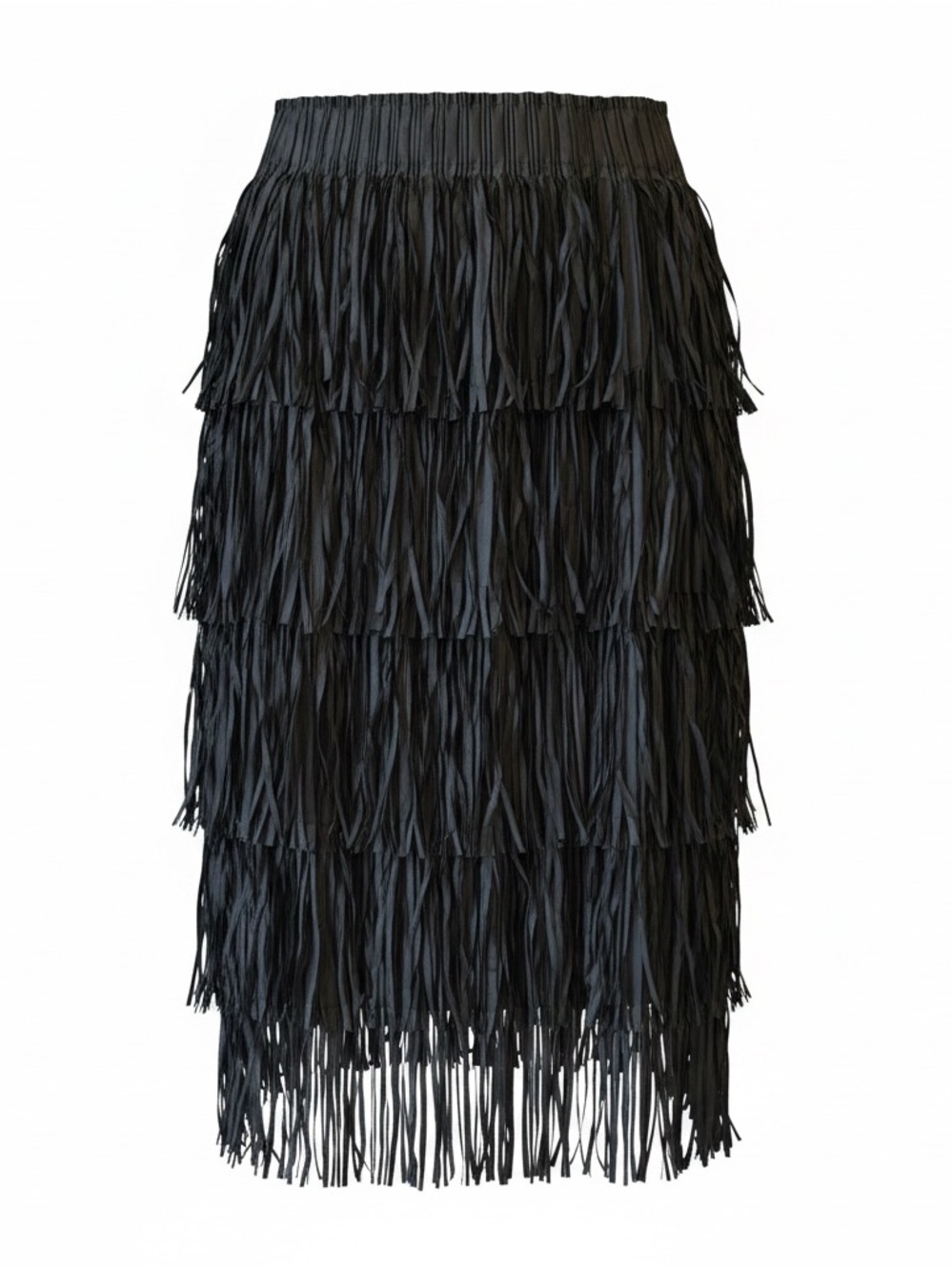 Fringed Tiered Midi Skirt in Black- Boho, festival or Rodeo ready. - Picture 2 of 5